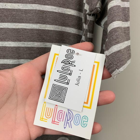 NWT LulaRoe Julia dress- gray and white - Picture 4 of 7